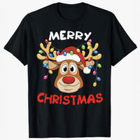 Rentierlichter Frohe Weihnachten T-Shirt