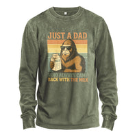 Just A Dad Who Always Came Back With The Milk Bigfoot Long Sleeve Tee