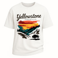 Maglietta grafica Yellowstone Sunset Buffalo Nature