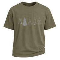 Minimal Christmas Trees Graphic Cotton T-shirt